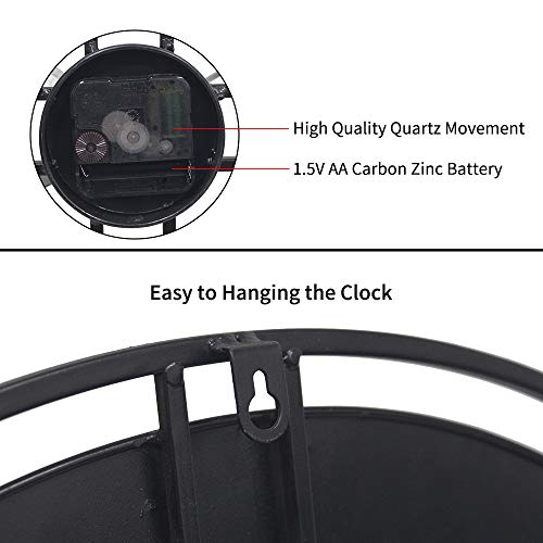 Growsun 24'' Large Wall Clock Pure Metal Retro Heavy Duty Large Decor for Home Living Room Farmhouse