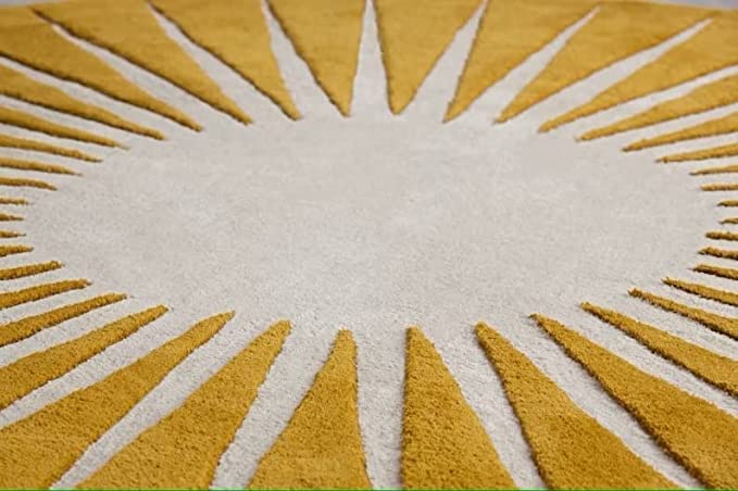 Restoration and Renovation Vaserely Handmade Round Area Rug 100% New Zealand Wool Modern Circular Rug for Living Room Bedroom Dining Room Kitchen (Mustard, 9x9 Round)