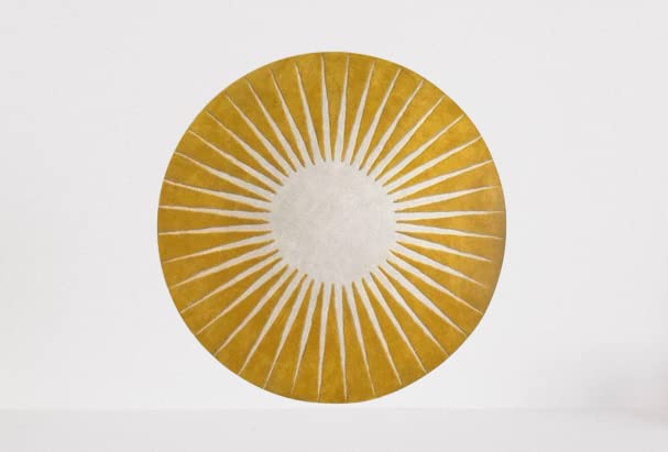 Restoration and Renovation Vaserely Handmade Round Area Rug 100% New Zealand Wool Modern Circular Rug for Living Room Bedroom Dining Room Kitchen (Mustard, 9x9 Round)