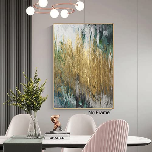 Abstract Green and Gold Canvas Wall Art Abstract Canvas Painting for Living Room Green Modern Art Prints Gray Green Gold Abstract Artwork Abstract Gold Foil Painting for Bedroom Decor 16x24in No Frame