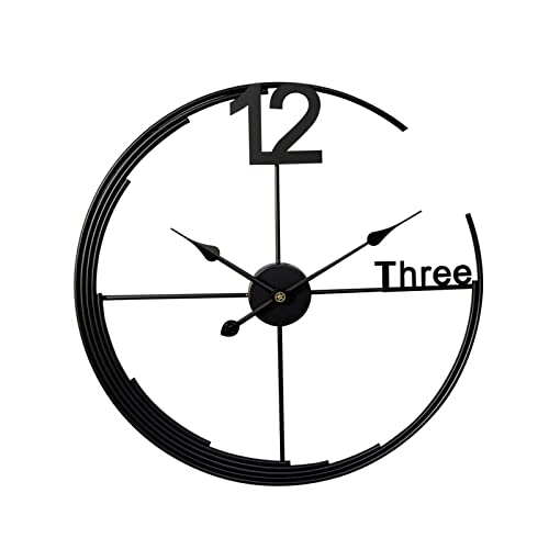 Large Wall Clock, Metal Retro Minimalist Modern Clock, Round Silent Non-Ticking Battery Operated Wall Clocks for Living Room / Home /Kitchen /Bedroom /Office/School Decor (Black, 24 Inch)