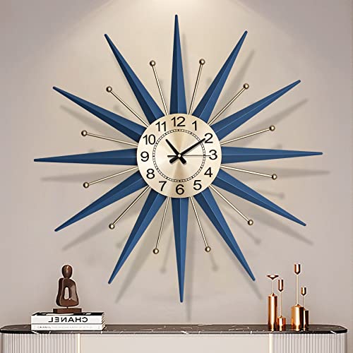 HAOWANJP Mid Century Wall Clock Large Silent Metal Starburst Wall Clocks for Living Room Decor 20 Inch