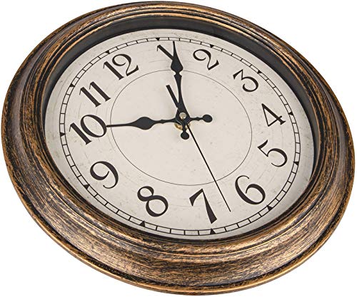 Vintage 12-Inch Silent Wall Clock in Antique Gold