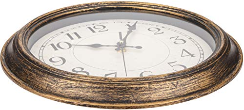Vintage 12-Inch Silent Wall Clock in Antique Gold