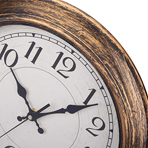 Vintage 12-Inch Silent Wall Clock in Antique Gold