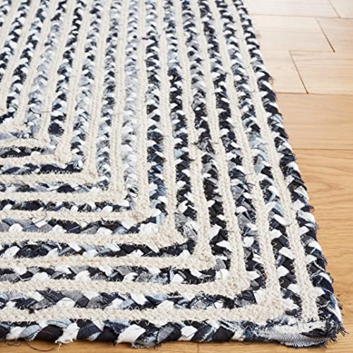 Safavieh Braided Collection 8' x 10' Black/Navy BRD260N Handmade Farmhouse Cotton Area Rug