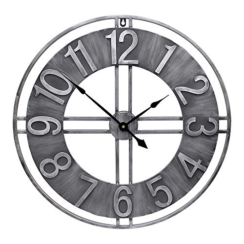 YIDIE 24 inch Large Wall Clock Decorative Metal Retro Oversized Clocks Decor for Home Farmhouse Living Room