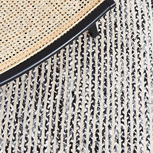 Safavieh Braided Collection 8' x 10' Black/Navy BRD260N Handmade Farmhouse Cotton Area Rug
