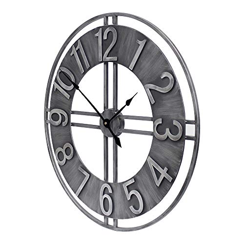 YIDIE 24 inch Large Wall Clock Decorative Metal Retro Oversized Clocks Decor for Home Farmhouse Living Room