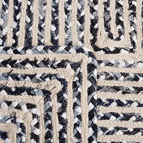 Safavieh Braided Collection 8' x 10' Black/Navy BRD260N Handmade Farmhouse Cotton Area Rug