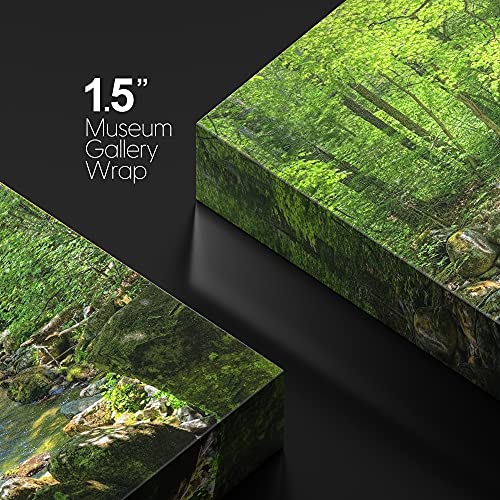 wall26 Canvas Print Wall Art River Through The Green Forest Nature Wilderness Photography Modern Art Rustic Scenic for Living Room, Bedroom, Office - 32"x48"