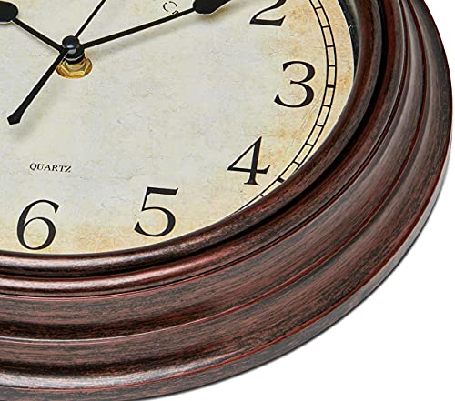 Vintage Silent Wall Clock - 12 Inch Rustic Bronze