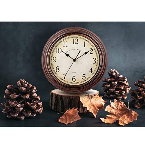 Vintage Silent Wall Clock - 12 Inch Rustic Bronze
