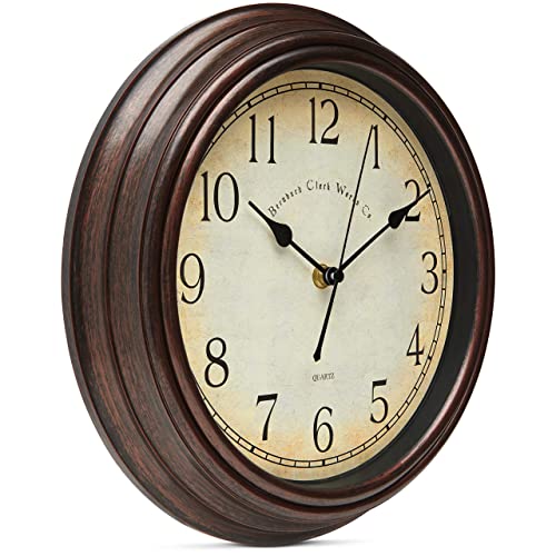 Vintage Silent Wall Clock - 12 Inch Rustic Bronze