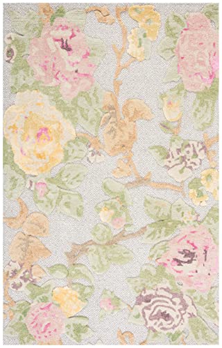 Safavieh Glamour Collection 8' x 10' Pink/Grey GLM602P Handmade French Country Floral Wool Area Rug