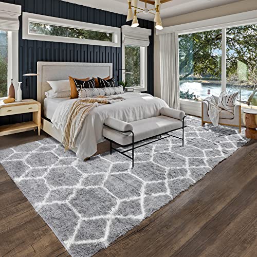 BSTLUV Light Grey Rugs for Living Room,6x9 Rug,Large Area Rug for Bedroom Aesthetic,Big Fuzzy Faux Fur Carpet,Soft Shag Cute Rugs for Boys,Kids,Girls Room,Playroom,Classroom,Nursery,Office,Fluffy Rug