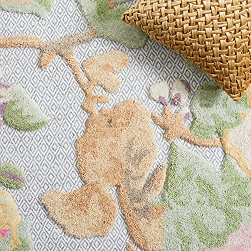 Safavieh Glamour Collection 8' x 10' Pink/Grey GLM602P Handmade French Country Floral Wool Area Rug