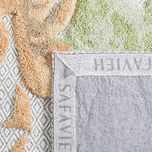 Safavieh Glamour Collection 8' x 10' Pink/Grey GLM602P Handmade French Country Floral Wool Area Rug