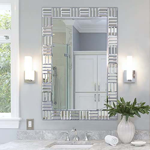 Autdot Large Wall Mirrors for Decor, Rectangle Bathroom Mirror for Wall with Glass Frame 36''X24'', Modern Decorative Mirror for Living Room, Entryway