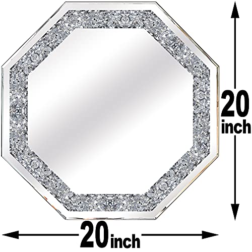 Wocred Wall Mirror.Crushed Diamond Glass Mirror. Refined Special-Shaped Decorative Mirror for Bathroom,Living Room,Bedroom.(20"x20")