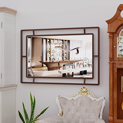 Rust Color Metal Frame Farmhouse Wall Mirror 45"x30