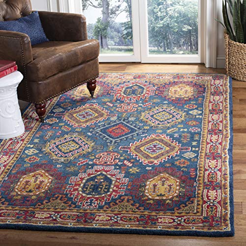 Safavieh Heritage Collection 9' x 12' Navy/Red HG426N Handmade Traditional Oriental Wool Area Rug