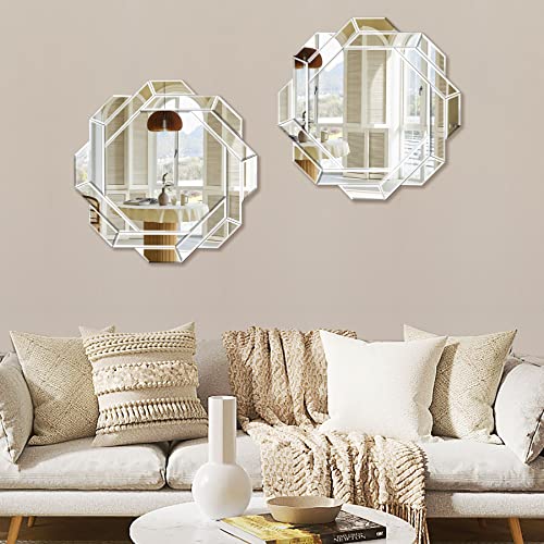 Phore Helicoid Wall Mirror 24" Frameless Beveled Decorative Mirror Accent Mirror for Bathroom, Entryway, Bedroom