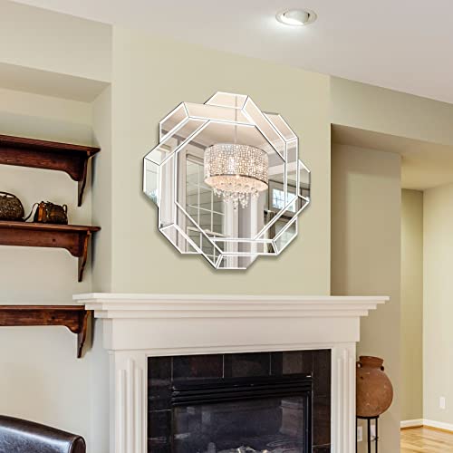 Phore Helicoid Wall Mirror 24" Frameless Beveled Decorative Mirror Accent Mirror for Bathroom, Entryway, Bedroom