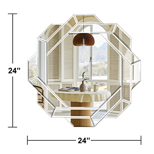 Phore Helicoid Wall Mirror 24" Frameless Beveled Decorative Mirror Accent Mirror for Bathroom, Entryway, Bedroom