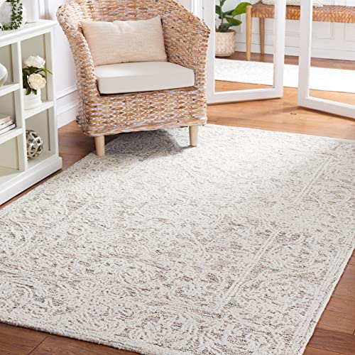 Safavieh Abstract Collection 8' x 10' Ivory/Brown ABT355T Handmade Wool Area Rug