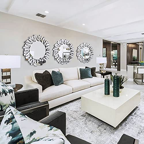 32-Inch Stereoscopic Round Wall Mirror Decor