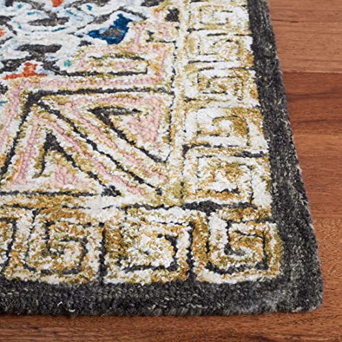 Blue and Taupe Handmade Boho Area Rug - 9' x 12