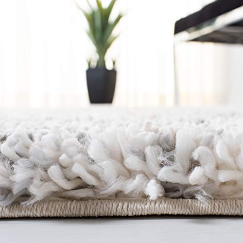 Safavieh Fontana Shag Collection 12' x 12' Square Grey/Ivory FNT886F Modern Trellis Non-Shedding 2-inch Thick Area Rug