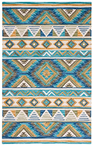 Safavieh Aspen Collection 8' x 10' Blue/Yellow APN352M Handmade Boho Tribal Wool Area Rug