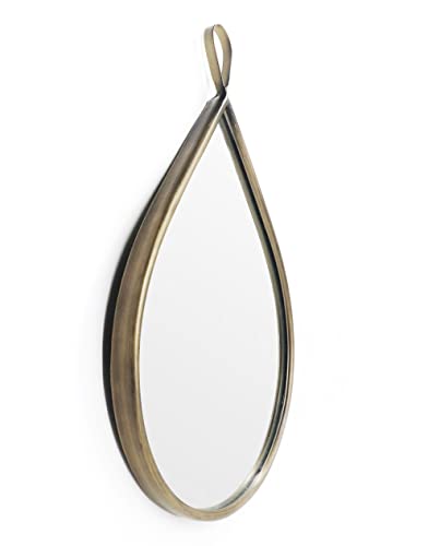 Brass Teardrop Wall Mirror with Gold Frame