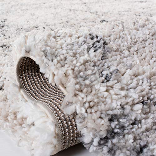 Safavieh Fontana Shag Collection 12' x 12' Square Grey/Ivory FNT886F Modern Trellis Non-Shedding 2-inch Thick Area Rug