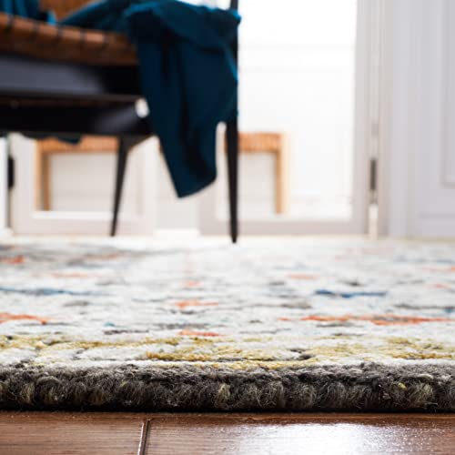 Blue and Taupe Handmade Boho Area Rug - 9' x 12
