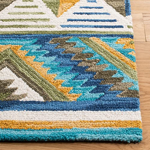 Safavieh Aspen Collection 8' x 10' Blue/Yellow APN352M Handmade Boho Tribal Wool Area Rug