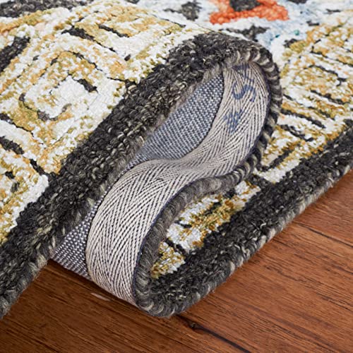 Blue and Taupe Handmade Boho Area Rug - 9' x 12