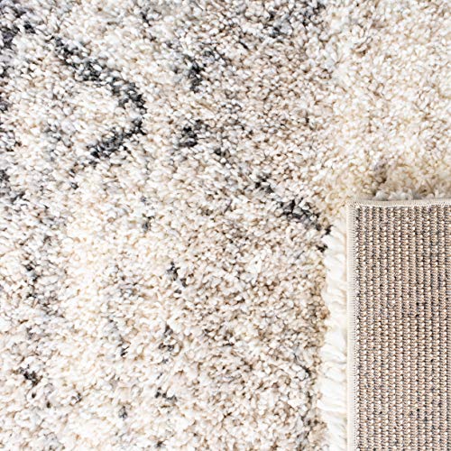Safavieh Fontana Shag Collection 12' x 12' Square Grey/Ivory FNT886F Modern Trellis Non-Shedding 2-inch Thick Area Rug