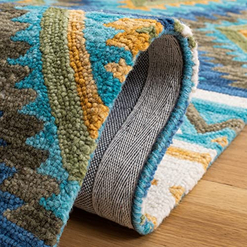 Safavieh Aspen Collection 8' x 10' Blue/Yellow APN352M Handmade Boho Tribal Wool Area Rug