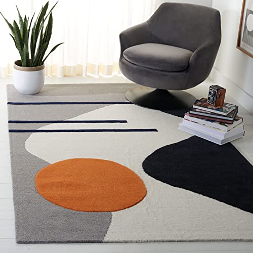 Safavieh Rodeo Drive Collection 9' x 12' Grey/Black RD883F Handmade Mid-Century Modern Abstract Wool Area Rug