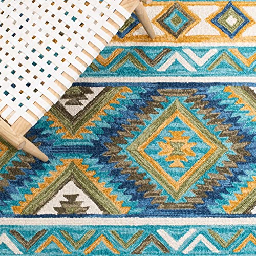 Safavieh Aspen Collection 8' x 10' Blue/Yellow APN352M Handmade Boho Tribal Wool Area Rug
