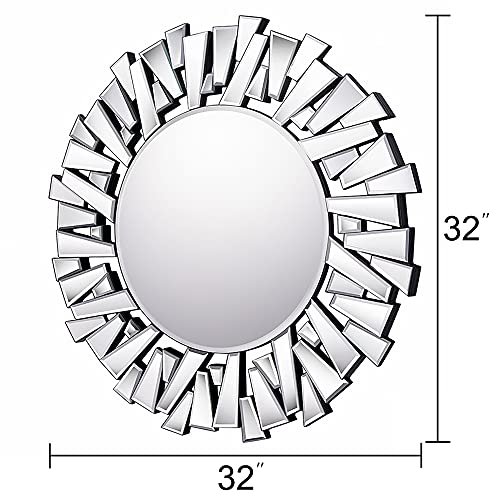 32-Inch Stereoscopic Round Wall Mirror Decor