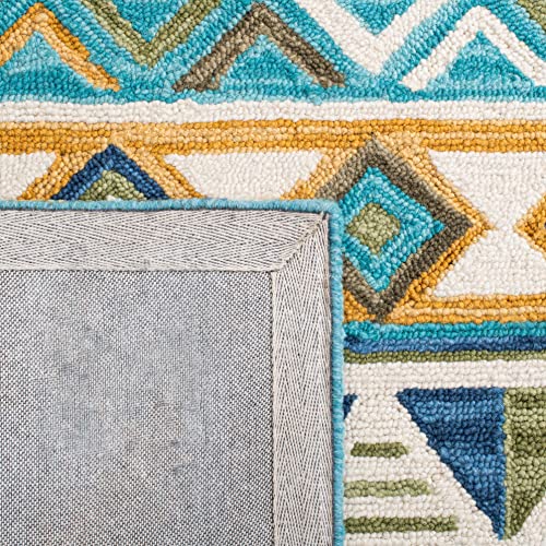 Safavieh Aspen Collection 8' x 10' Blue/Yellow APN352M Handmade Boho Tribal Wool Area Rug