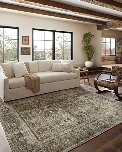 Loloi x Magnolia Home by Joanna Gaines Sinclair SIN-01 Collection Machine Washable Area Rug, Pebble / Taupe, 8'-6" x 11'-6"