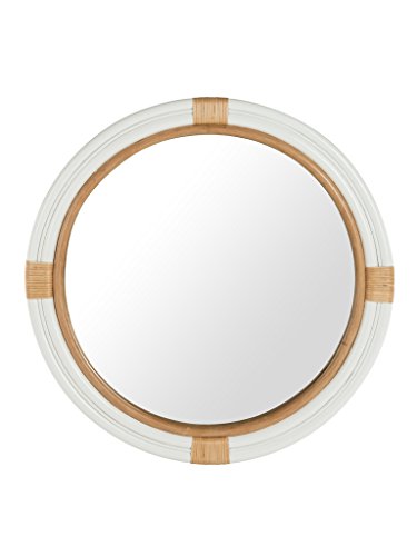 Kouboo Nautical Decorative Wall Mirror in Rattan, White and Natural Color