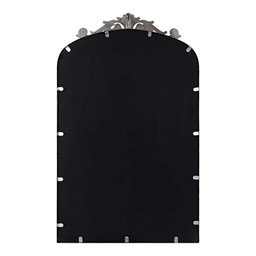 Kate and Laurel Arendahl Traditional Ornate Wall Mirror, 19 x 31, Antique Silver, Decorative Mirror with Baroque Inspired Detailing