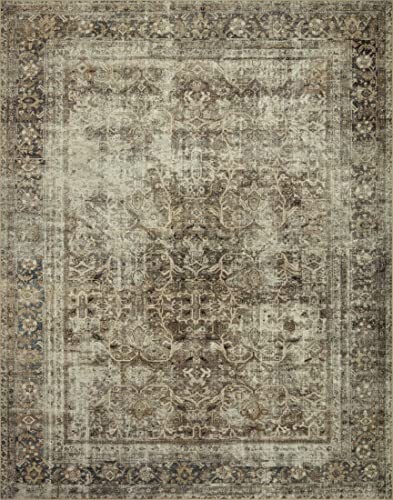 Loloi x Magnolia Home by Joanna Gaines Sinclair SIN-01 Collection Machine Washable Area Rug, Pebble / Taupe, 8'-6" x 11'-6"