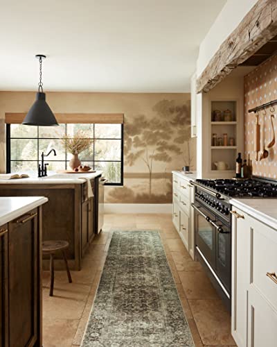 Loloi x Magnolia Home by Joanna Gaines Sinclair SIN-01 Collection Machine Washable Area Rug, Pebble / Taupe, 8'-6" x 11'-6"